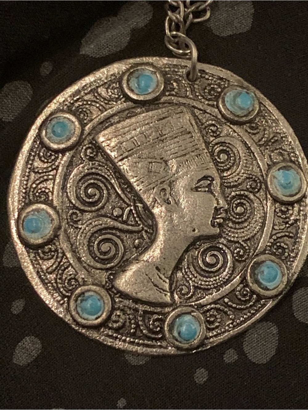 Vintage 1970s Silver Tone Egyptian Revival Medallion